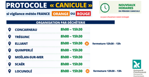 Protocole canicule, nouveaux horaires d'accès aux déchèteries